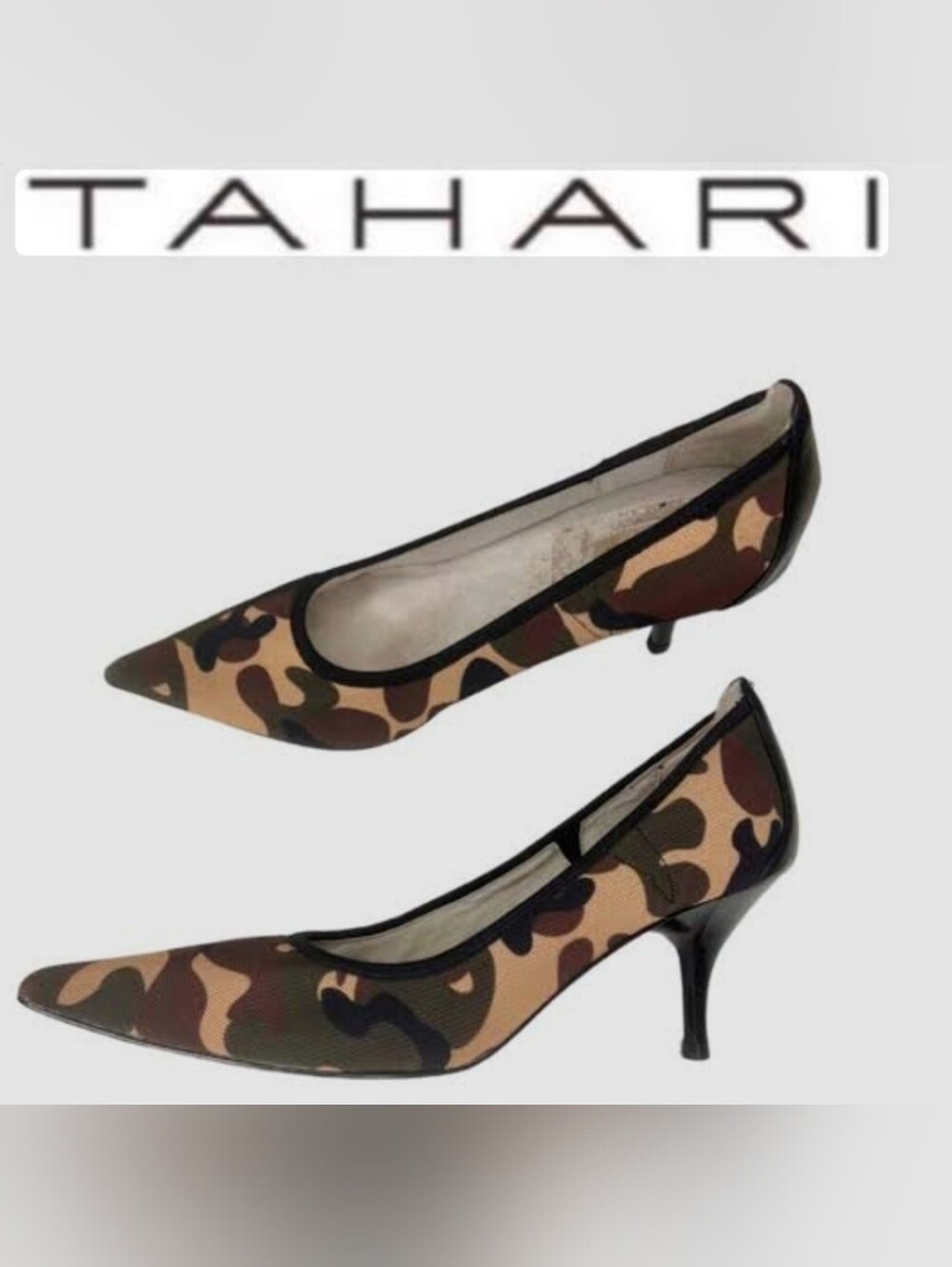 Tahari Dottie Camouflage Pointed-Toe Kitten Heel Pumps - Size 71/2
